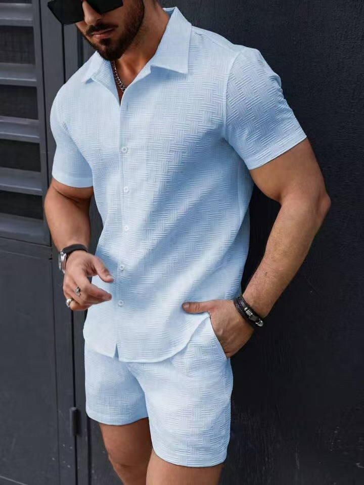 Hommes Ensemble court à manches courtes texturé Chic und Stil