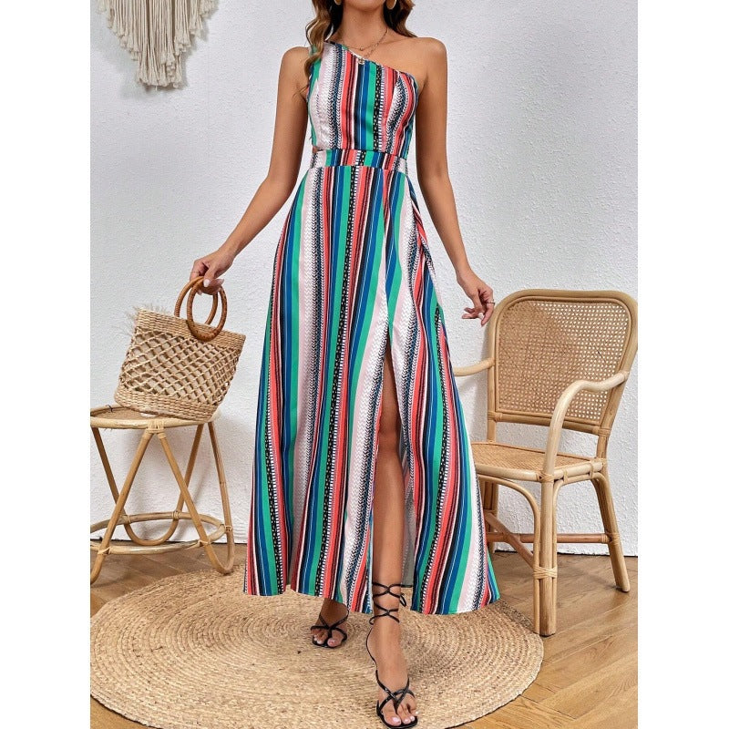 Robe maxi à une épaule avec fente haute Chic und Stil