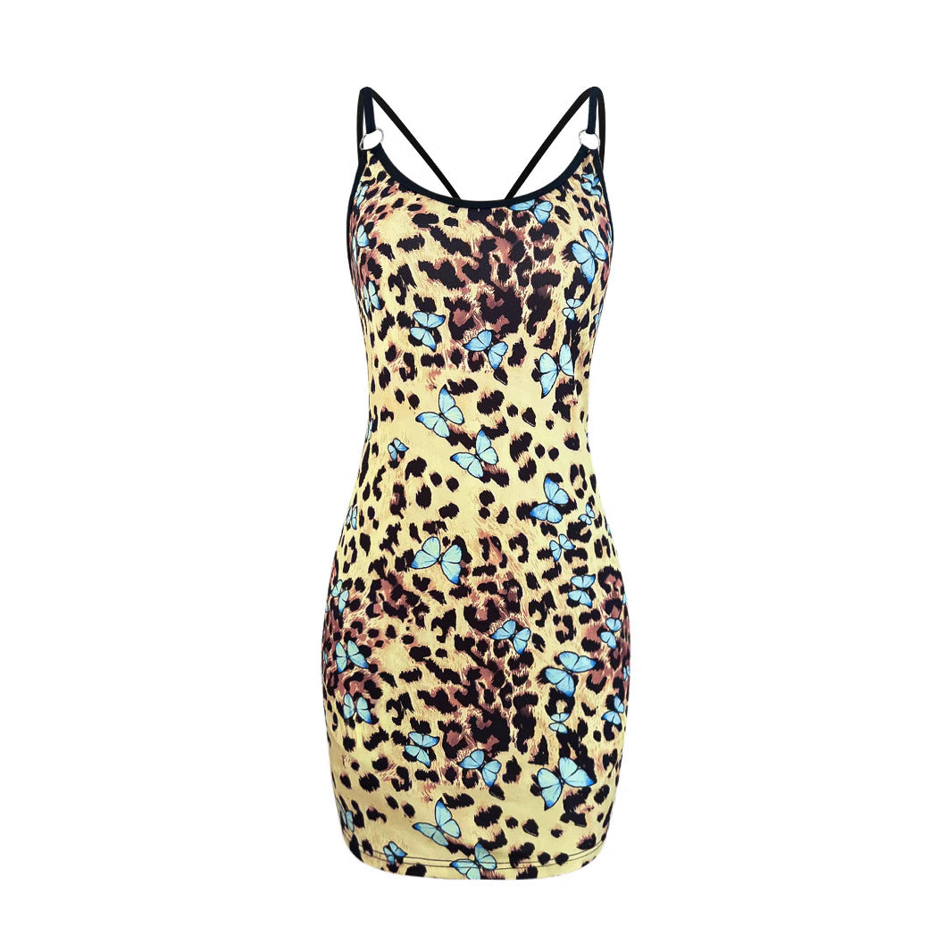 Robe mini bodycon pour femmes avec design imprimé papillon et animal Chic und Stil