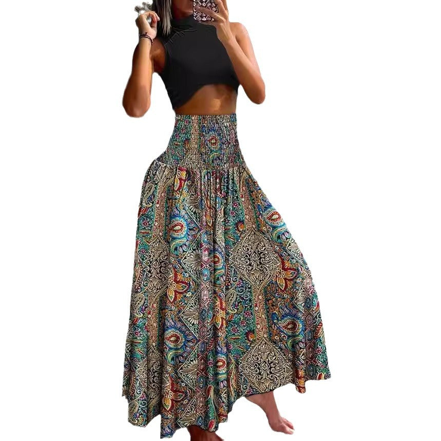 Jupe maxi boho pour femme avec taille élastique Chic und Stil