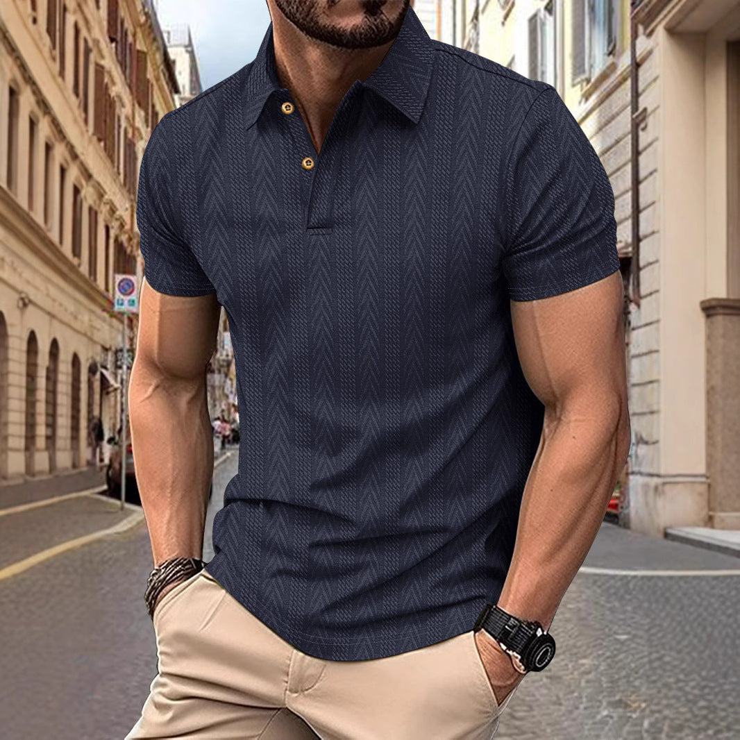 Polo-shirt pour hommes à manches courtes tendance avec design texturé Chic und Stil
