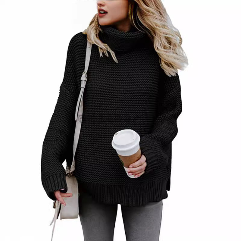 Femme Pull en grosse maille avec col haut et coupe oversize Chic und Stil
