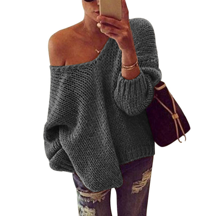 Pull en tricot oversize pour femmes avec design dénudé des épaules et coupe décontractée Chic und Stil
