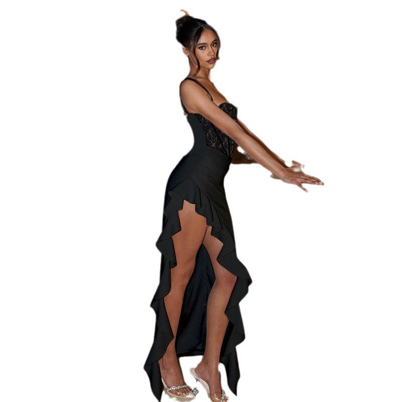 Robe maxi corsage à volants Chic und Stil pour dames