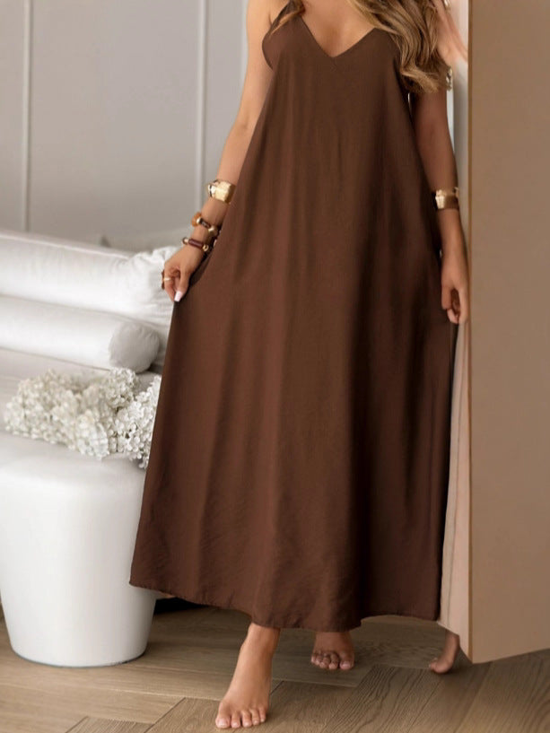 Robe maxi décontractée pour femmes avec décolleté en V profond et matériau doux Chic und Stil
