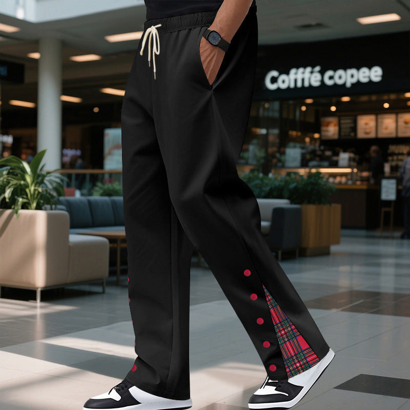 Pantalons de loisirs confortables pour hommes avec détails en carreaux sur les côtés Chic und Stil