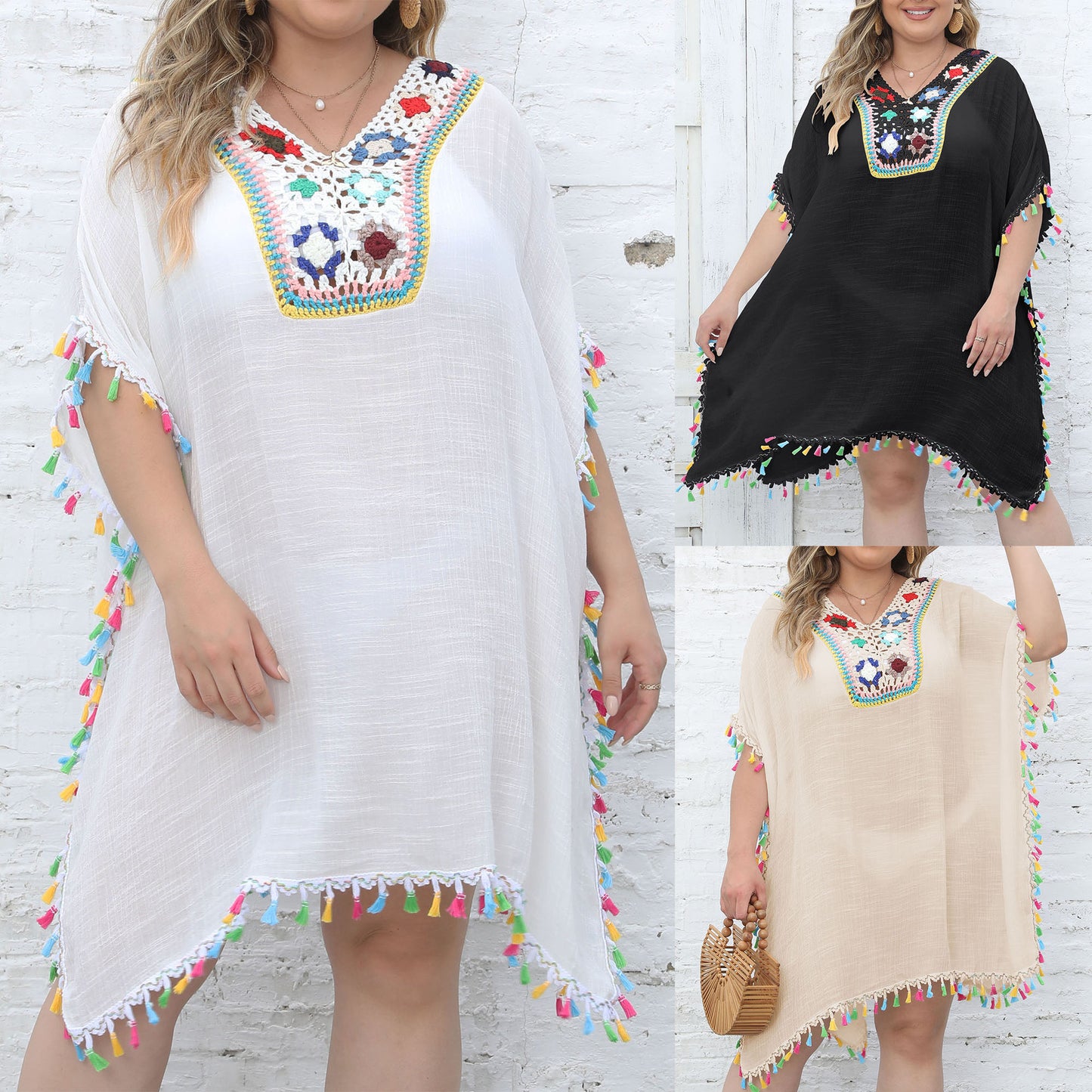 Robe de plage brodée à franges pour femmes Chic und Stil