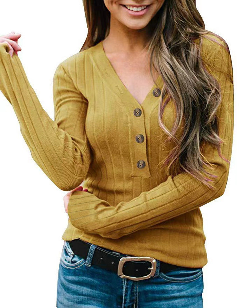Pull-over à manches longues pour femmes avec fermeture à boutons Chic und Stil