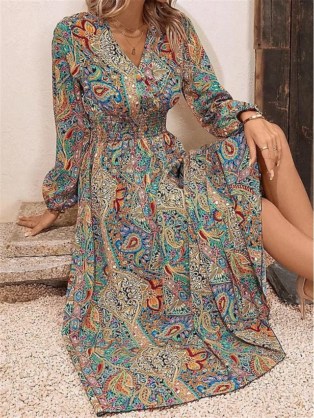 Robe maxi femme avec motif ethnique floral Chic und Stil