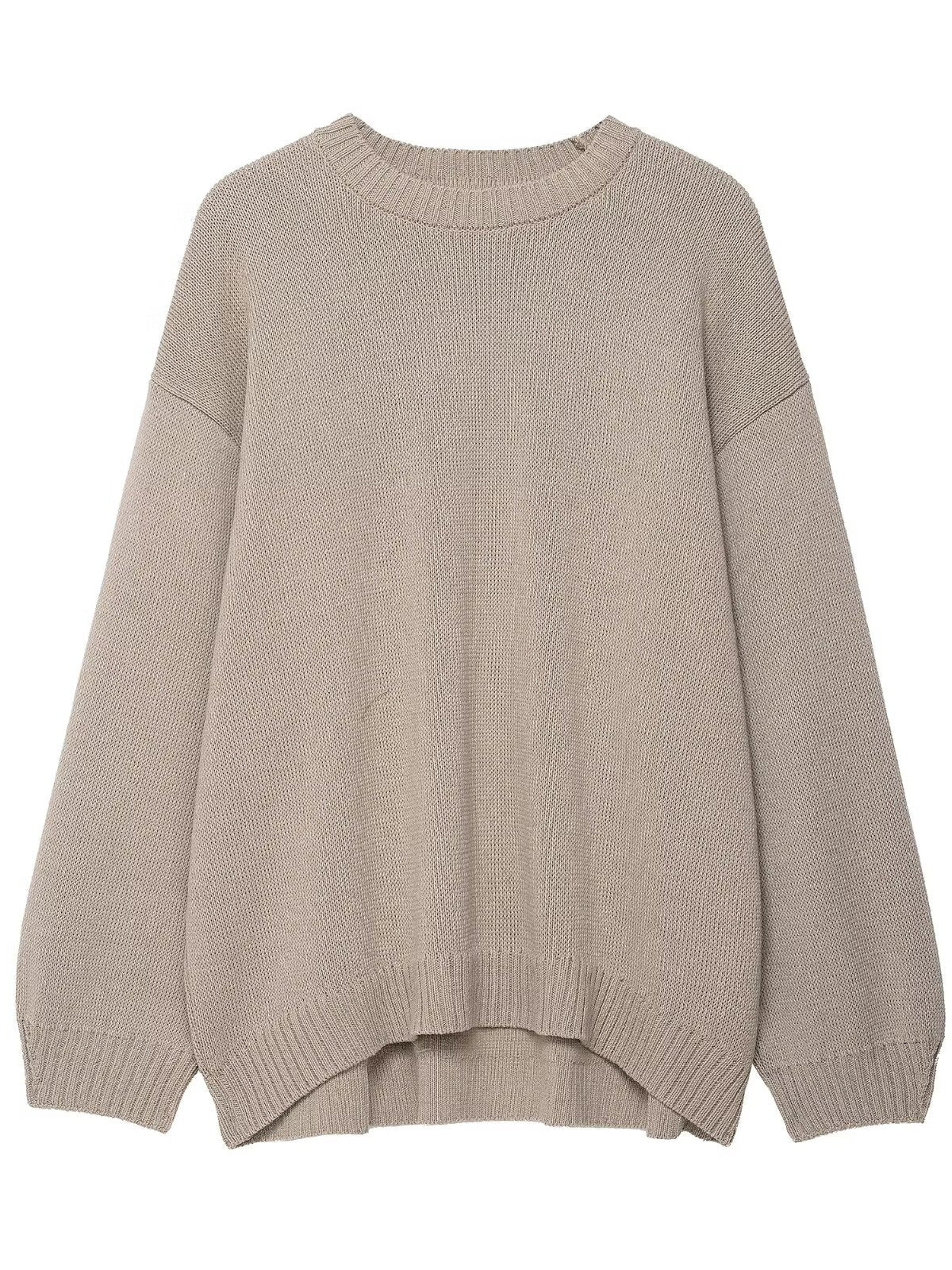 Pull en tricot décontracté pour femmes avec épaules tombantes et ourlet large Chic und Stil