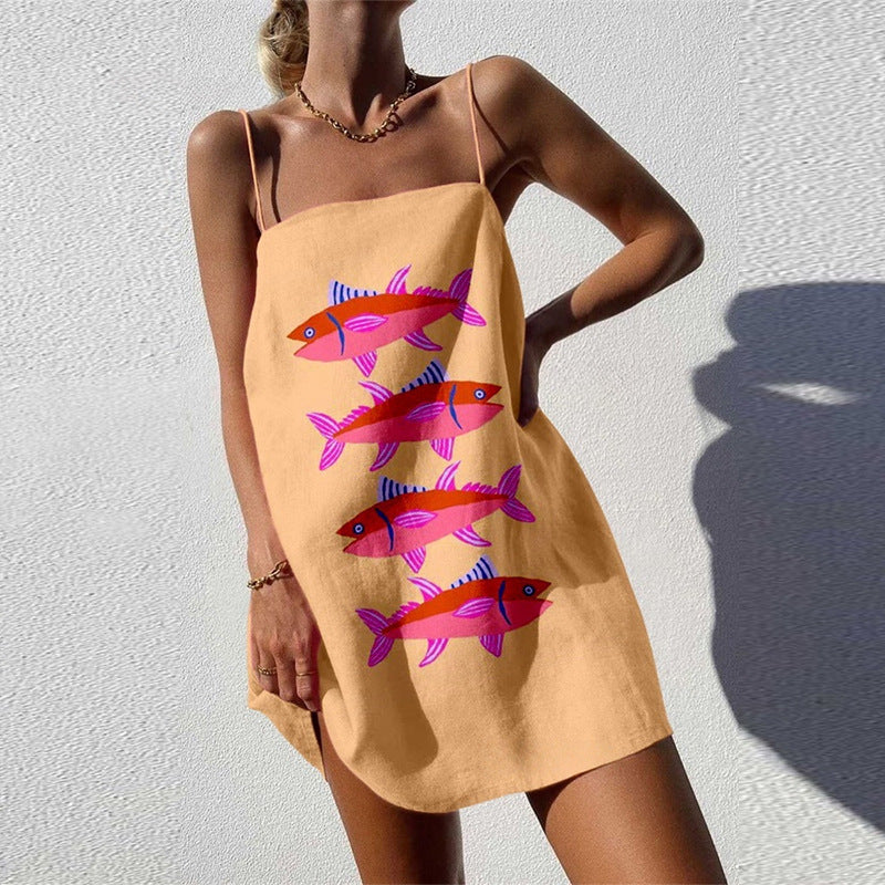Robes de plage d'été pour femmes avec motif de poisson unique Chic und Stil