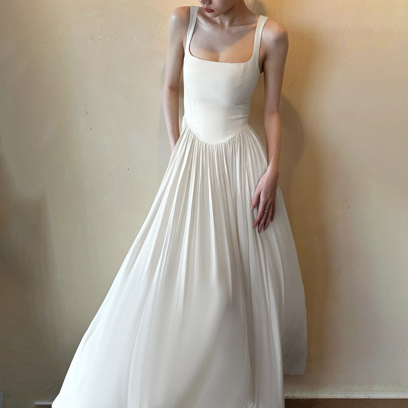 Robe maxi A-ligne à encolure carrée Chic und Stil pour femmes