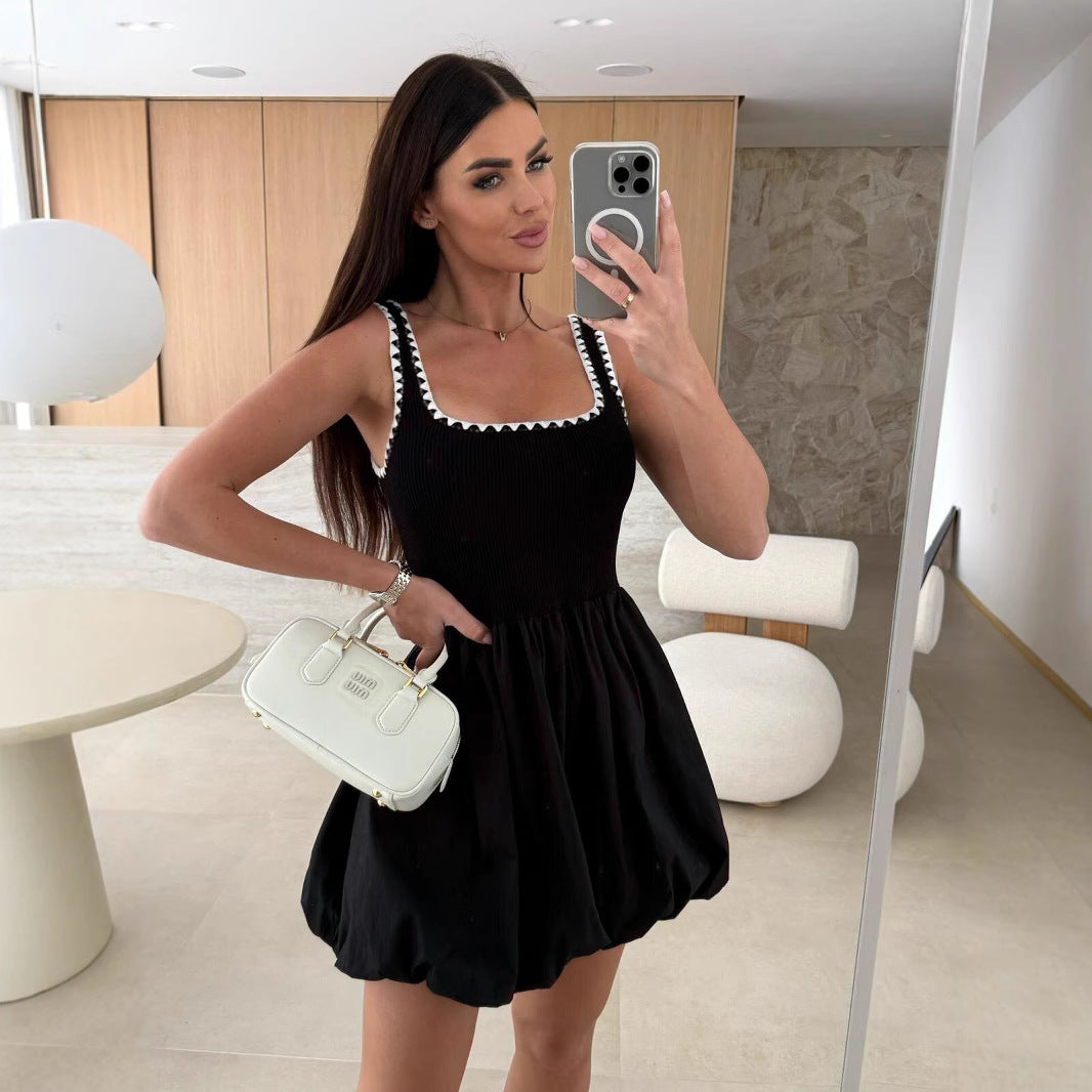 Robe mini en twill à manches bouffantes Chic und Stil