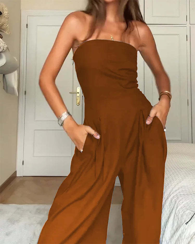 Salopette sans bretelles pour femmes avec jambes larges et poches latérales Chic und Stil