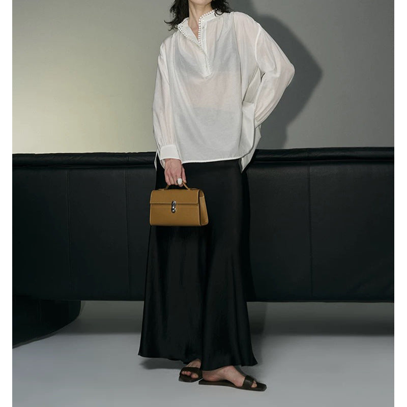 Blouse femme élégante à col montant Chic und Stil
