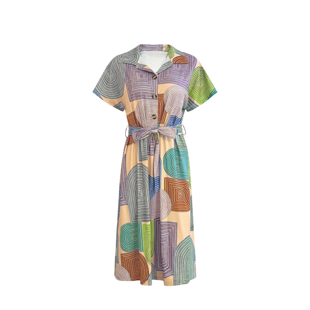 Robe sans manches pour femmes avec motif géométrique et ceinture à nouer Chic und Stil