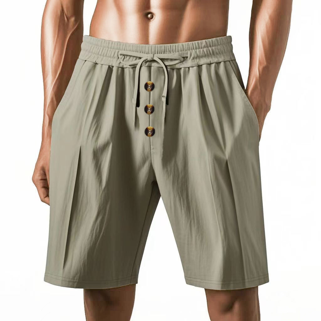 Shorts d'été légers pour hommes avec taille élastique et détails de bouton pratiques Chic und Stil