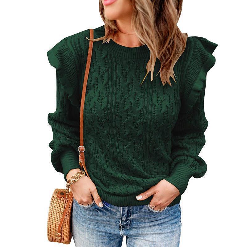 Pull en tricot surdimensionné pour femmes avec volants Chic und Stil