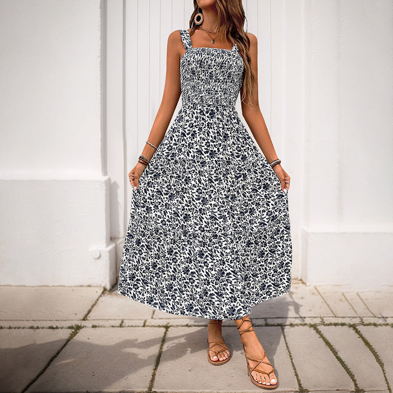 Robe Maxi Smockée à Imprimé Floral pour Femme Chic und Stil