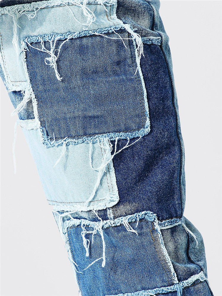 Hommes Jeans Patchwork Déchirés Chic und Stil