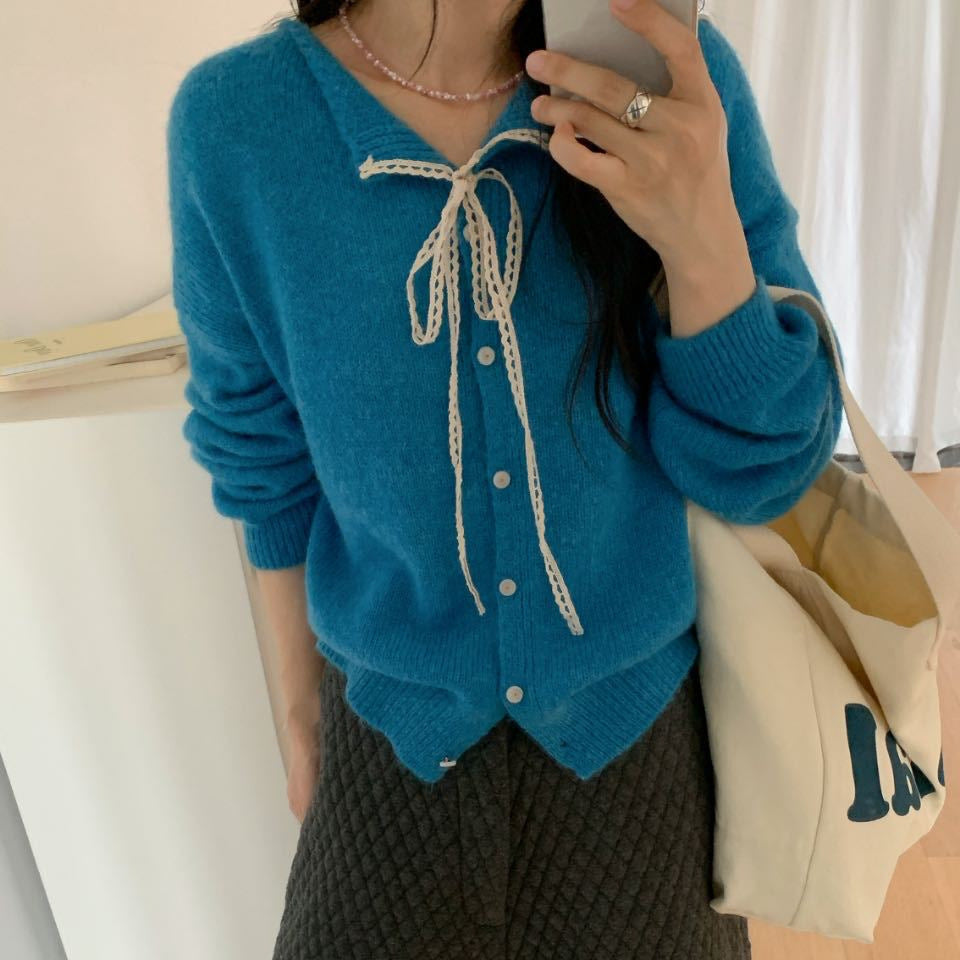 Cardigan en tricot décontracté pour femmes avec cordon de serrage et structure fine Chic und Stil