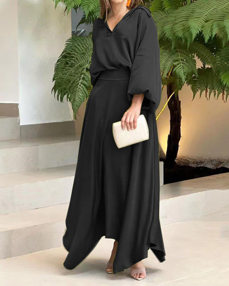 Robe maxi élégante pour dames avec coupe fluide et décolleté en V de haute qualité Chic und Stil