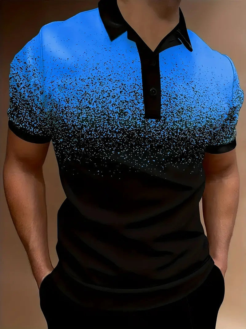 Hommes-Gradient-Impression-Performance-Polo-shirt Chic und Stil