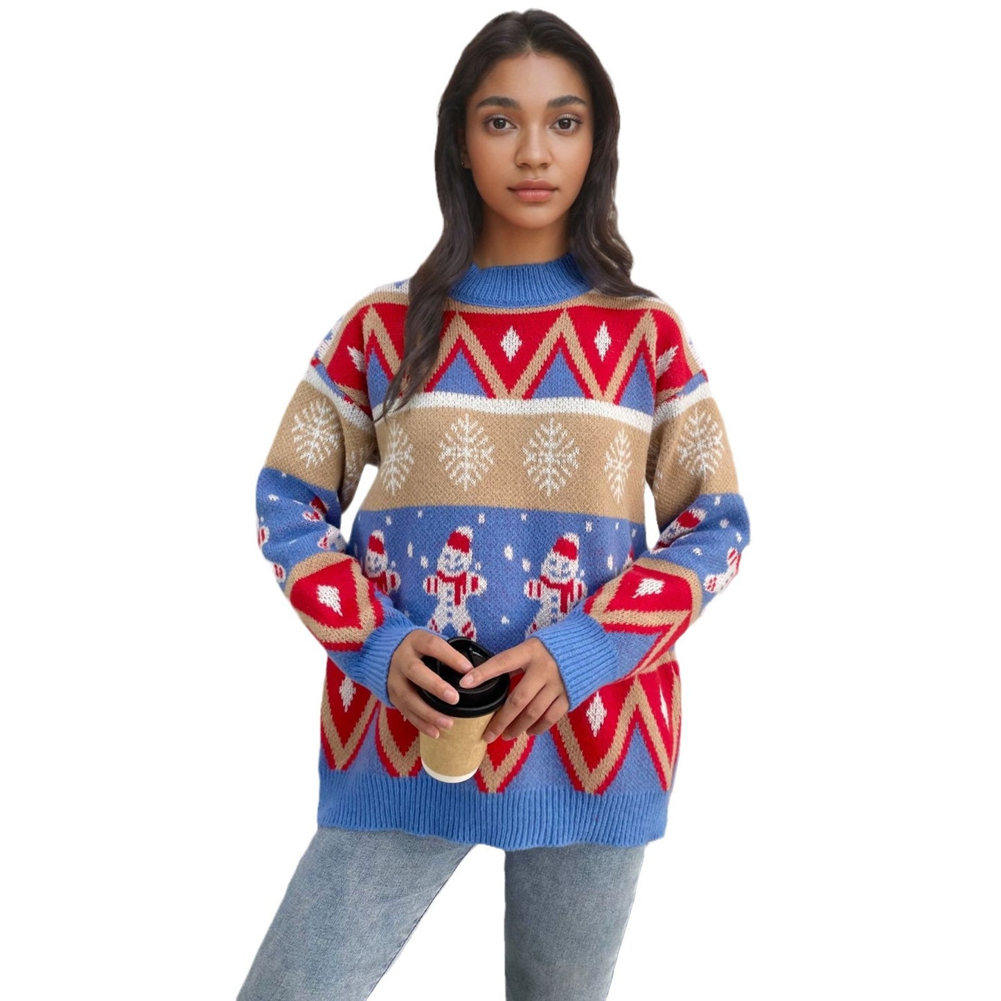 Pull femme avec motif de Noël festif et coupe décontractée Chic und Stil