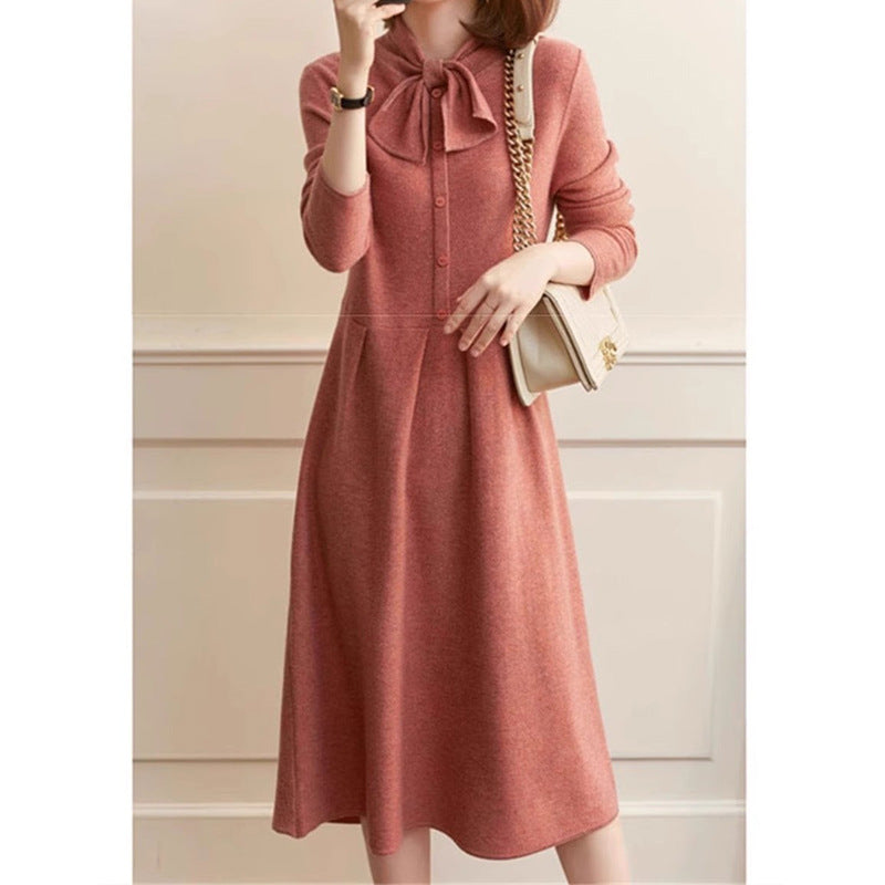 Robe midi à manches longues avec nœud pour femmes Chic und Stil
