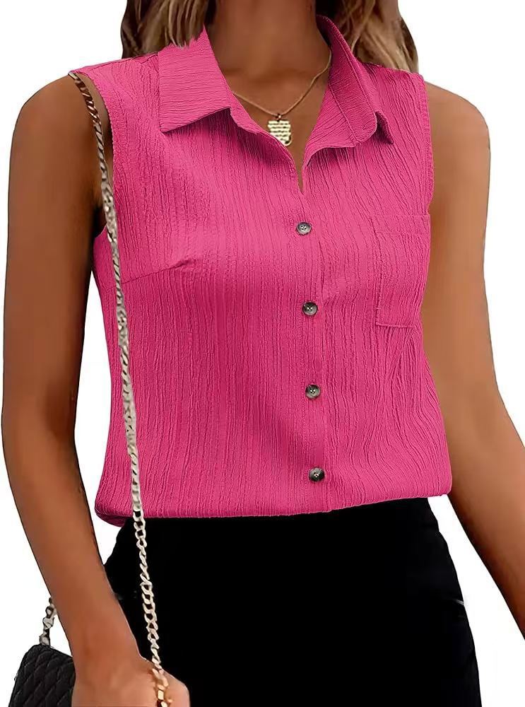 Blouse sans manches à patte de boutonnage structurée dames Chic und Stil