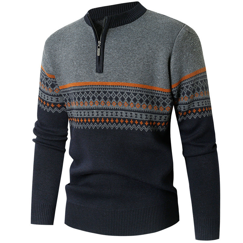 Pull homme avec fermeture éclair moderne et motif géométrique Chic und Stil