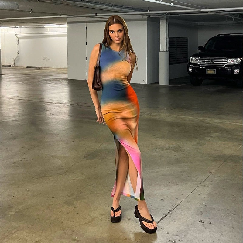 Women's Maxi Dress Abstract Art Chic and Style