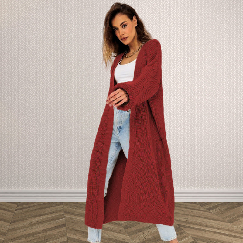 Long knitted cardigan for women with a relaxed fit and structured design Chic und Still