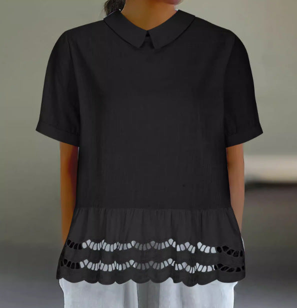 Blouse à ourlet en dentelle élégante Chic und Stil pour femmes