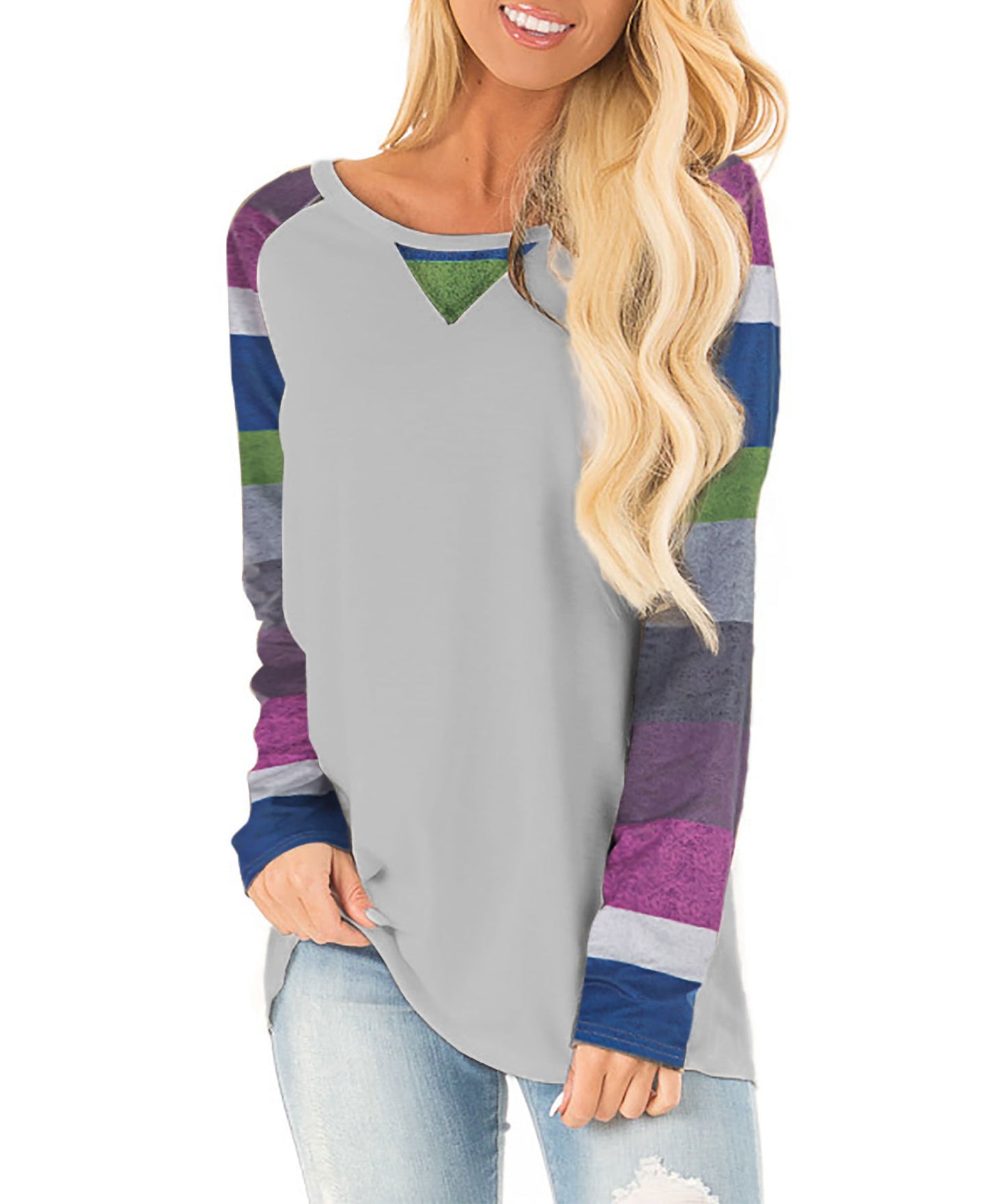 Chemise à manches longues décontractée pour femmes avec motif graphique et fentes sur les côtés Chic und Stil