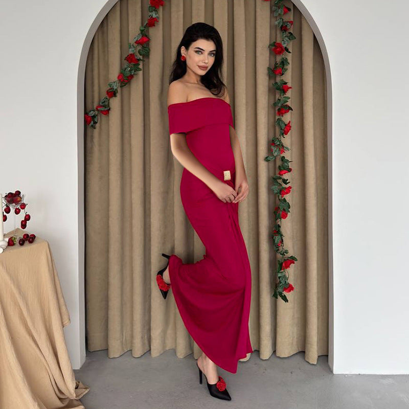 Robe maxi décolletée pour femmes avec silhouette élégante Chic und Stil