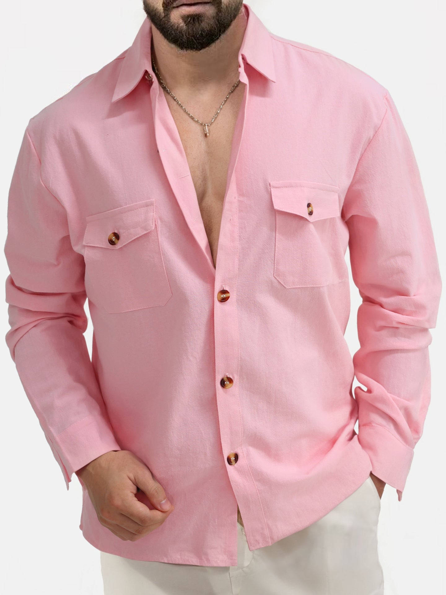 Chemise décontractée pour hommes avec boutons modernes et poches poitrine pratiques Chic und Stil
