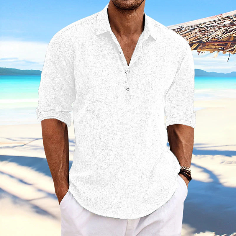 Chemise en lin léger pour hommes à manches mi-longues Chic und Stil