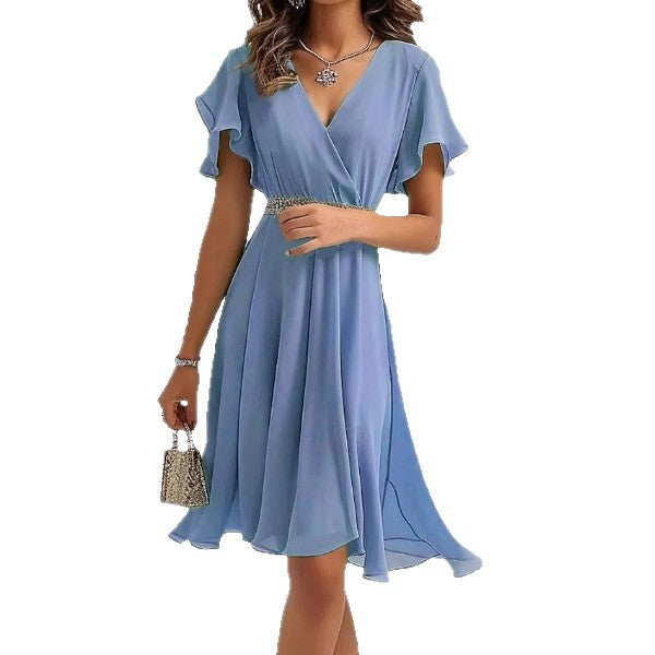 Robe portefeuille à volants fluides pour femmes Chic und Stil