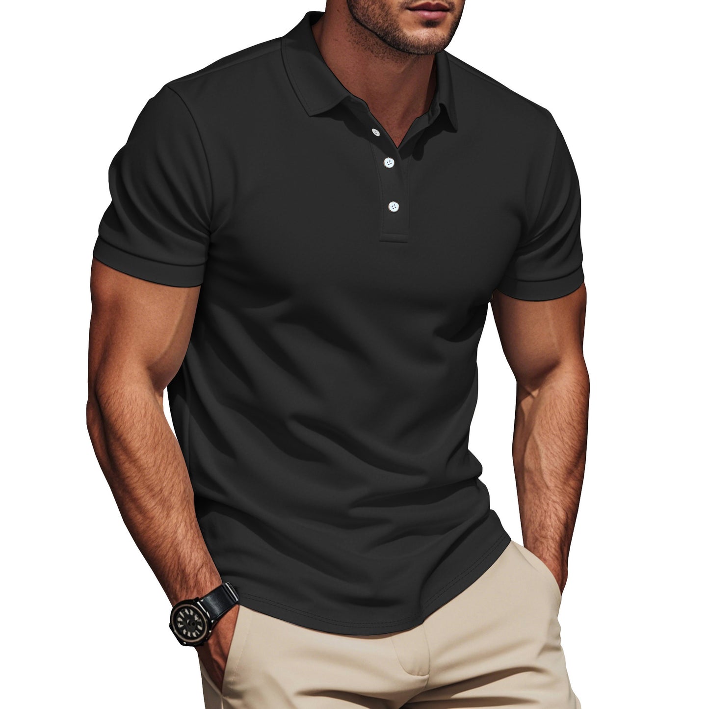 Polo pour hommes à la mode en matériau respirant avec design texturé Chic und Stil