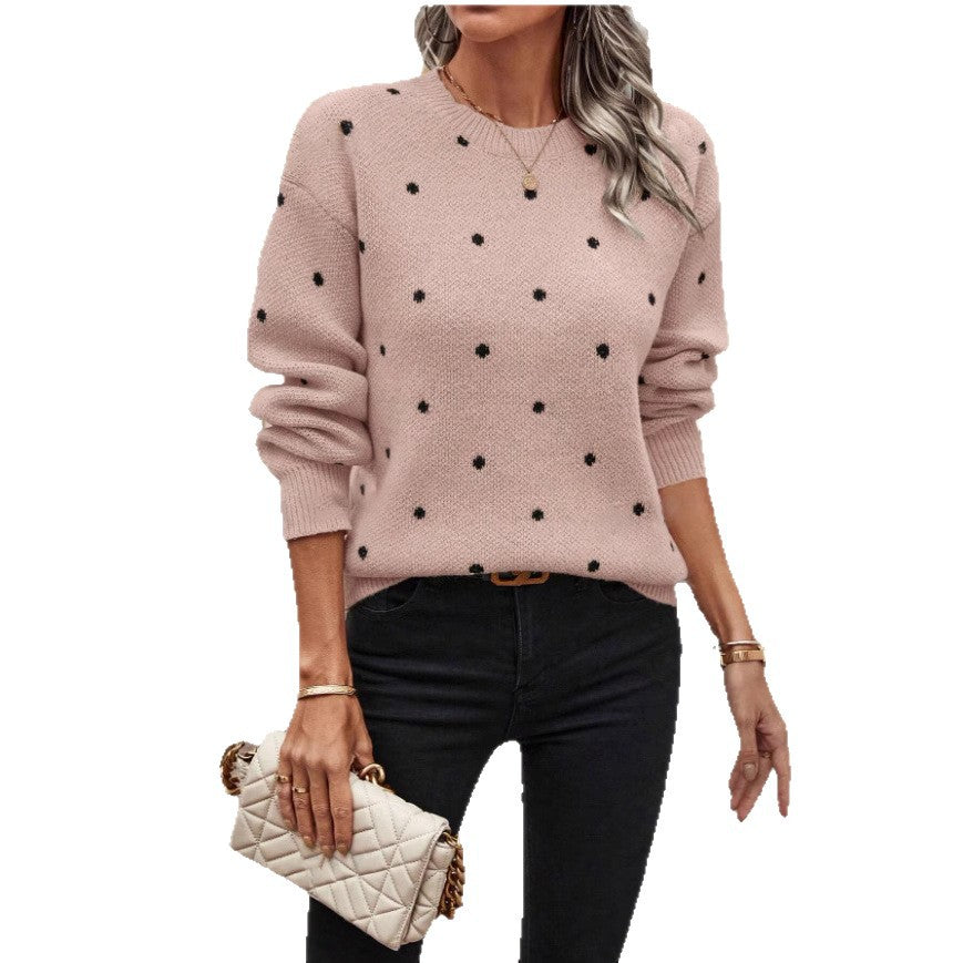 Pull en tricot douillet pour femmes avec un motif à pois tendance Chic und Stil