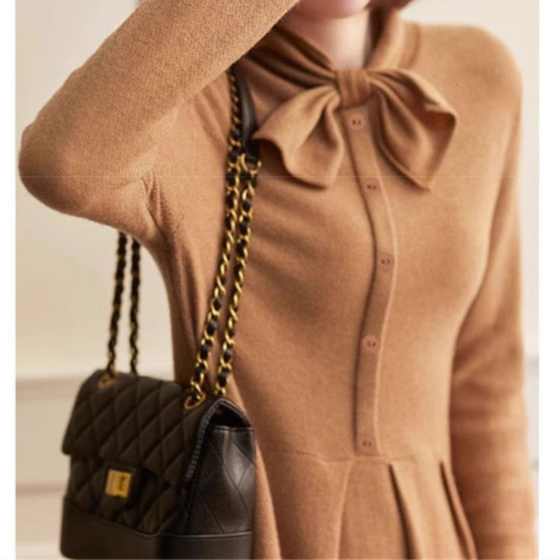 Robe midi à manches longues avec nœud pour femmes Chic und Stil