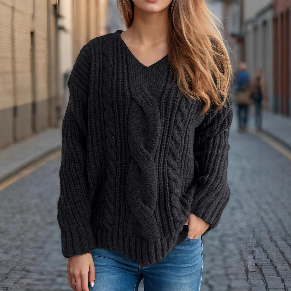 Pull femme en grosse maille avec design tressé créatif et coupe décontractée Chic und Stil