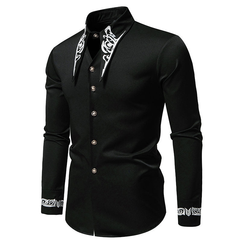 Chemise à manches longues élégante pour hommes avec un motif de col accrocheur Chic und Stil
