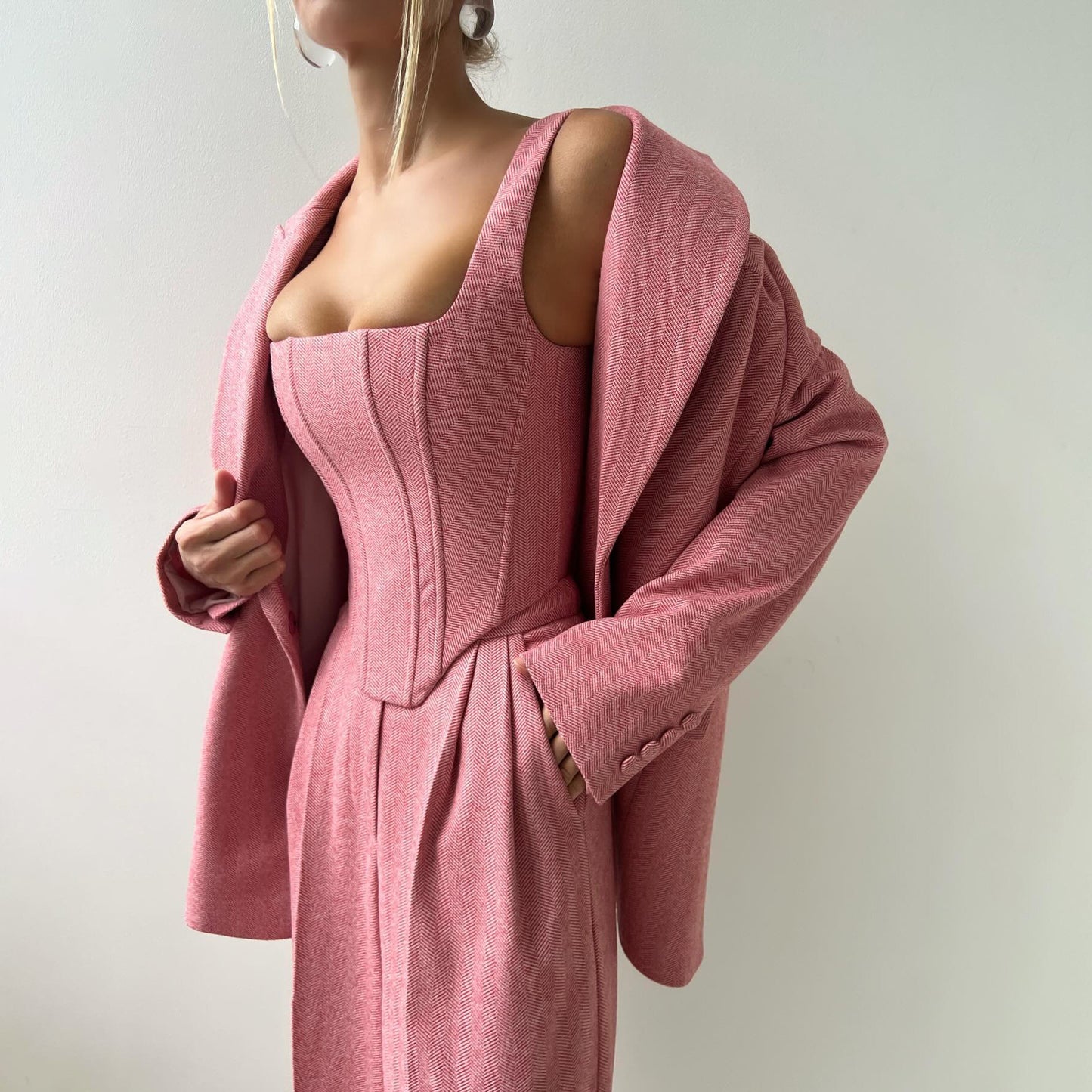 Dames Élégante combinaison blazer et robe corset Chic und Stil