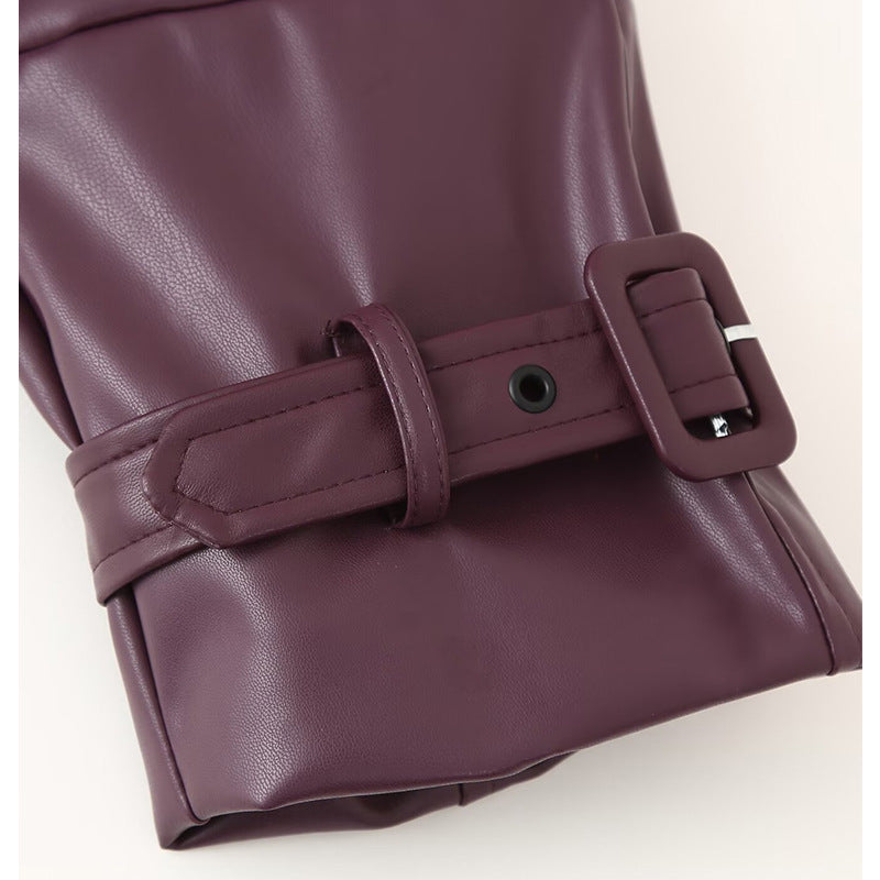 Asymmetrical faux leather biker jacket for women with practical pockets Chic und Stil