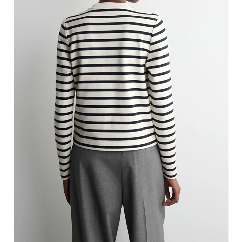 Haut à manches longues rayé classique pour femmes Chic und Stil