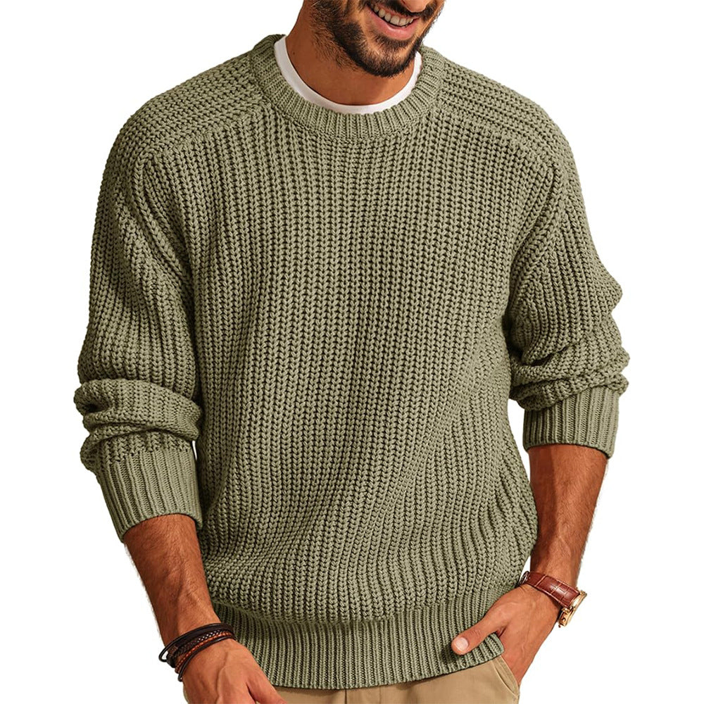 Pull en gros tricot pour hommes avec col rond et coupe décontractée Chic und Stil