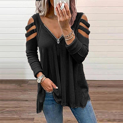 Dames pull en tricot avec des manches à découpes tendance Chic und Stil