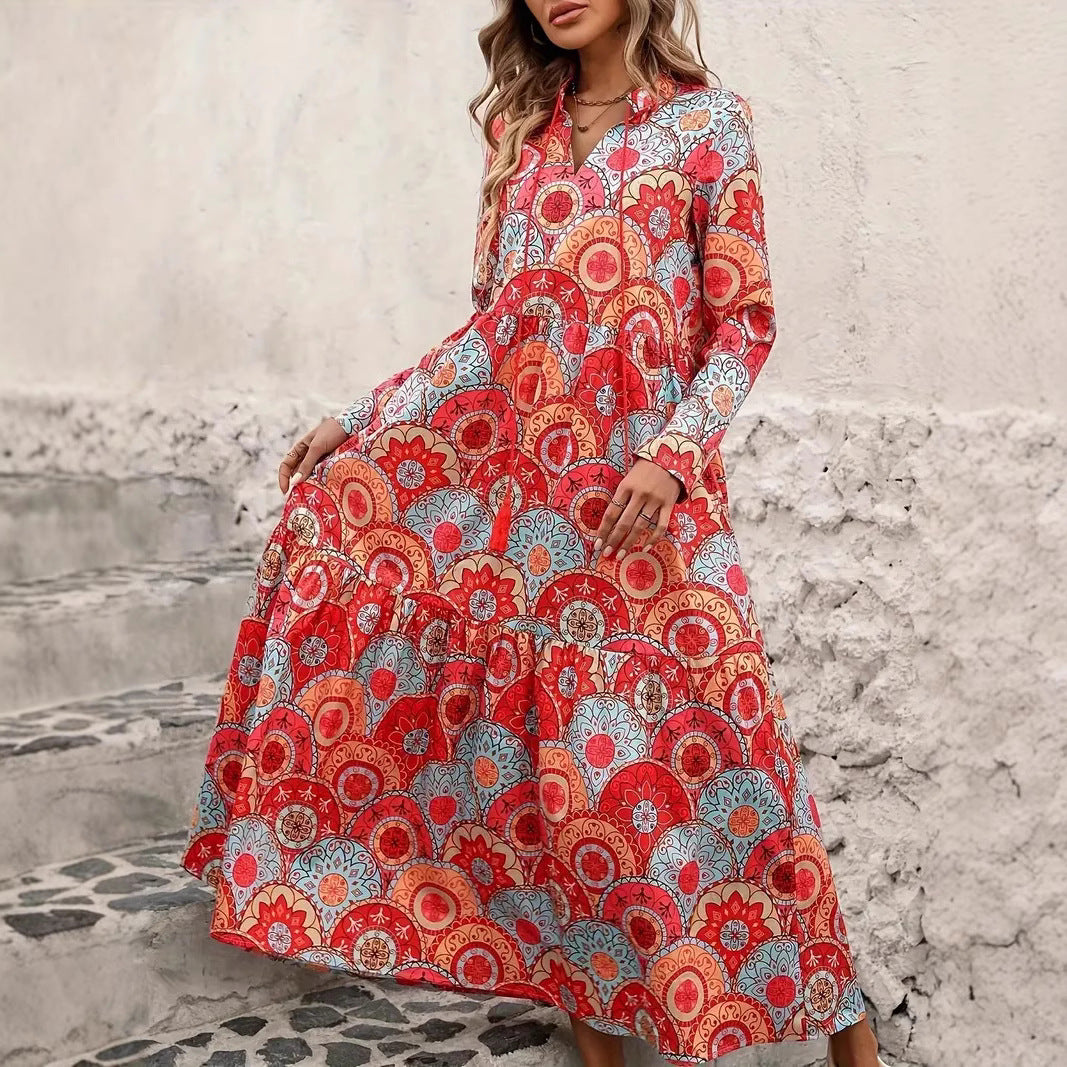 Robe de plage à manches longues pour femmes avec motif ludique Chic und Stil